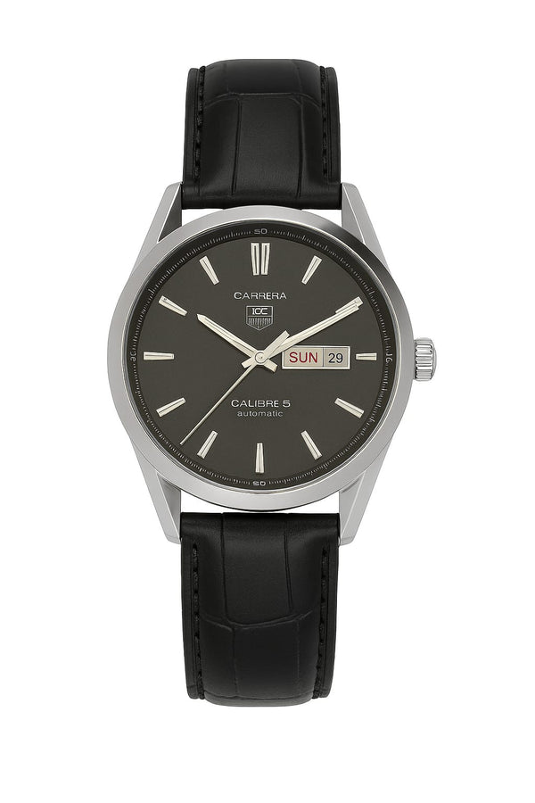 Carrera Calibre 5 Inspired Automatic Watch – Black Leather Strap | AdiFashion Timepieces