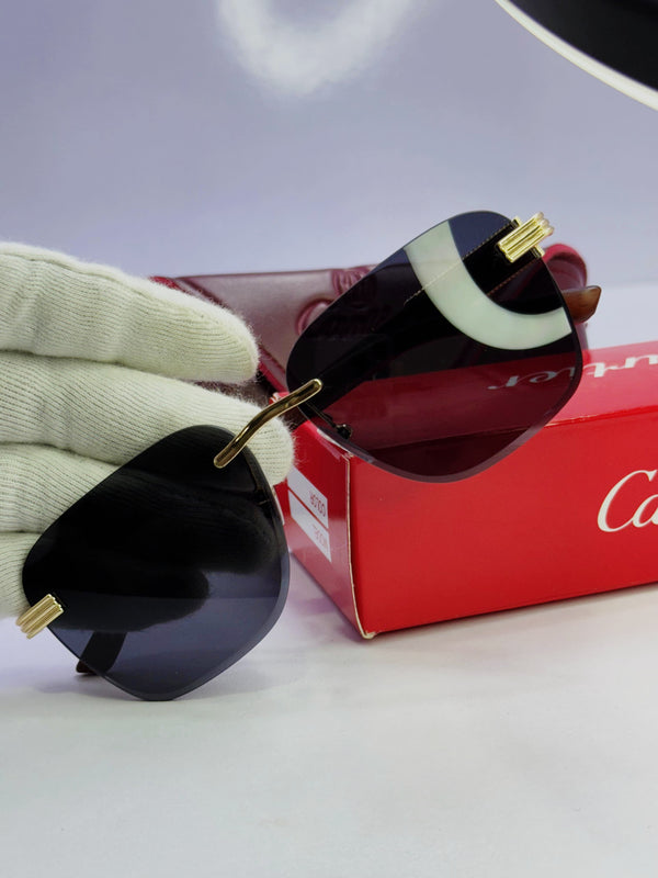 Cartier Panther Royal Edition Sunglasses – Gold Detailing & Wooden Arms | AdiFashion Luxe