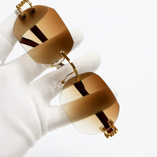 Luxury Gradient Octagon Sunglasses – Gold Frame | Unisex Designer Shades