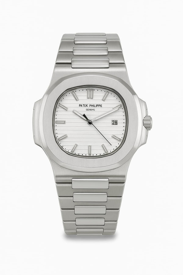 Luxury Silver Steel Watch – Patek Philippe Style | Premium Finish with Date Display