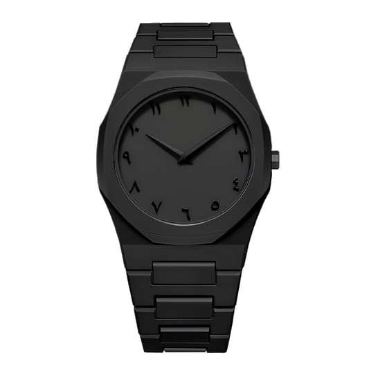 Black Stealth Arabic Dial Watch – Ultra Minimal Matte Design