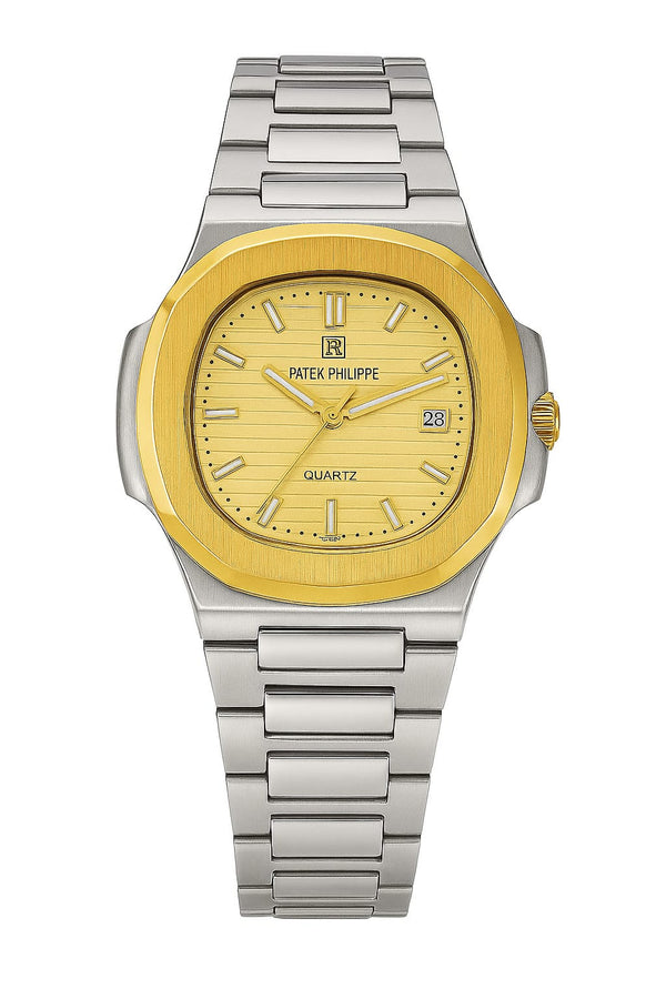 Patek Philippe Nautilus Style Two-Tone Watch – Gold Dial Luxury Look
