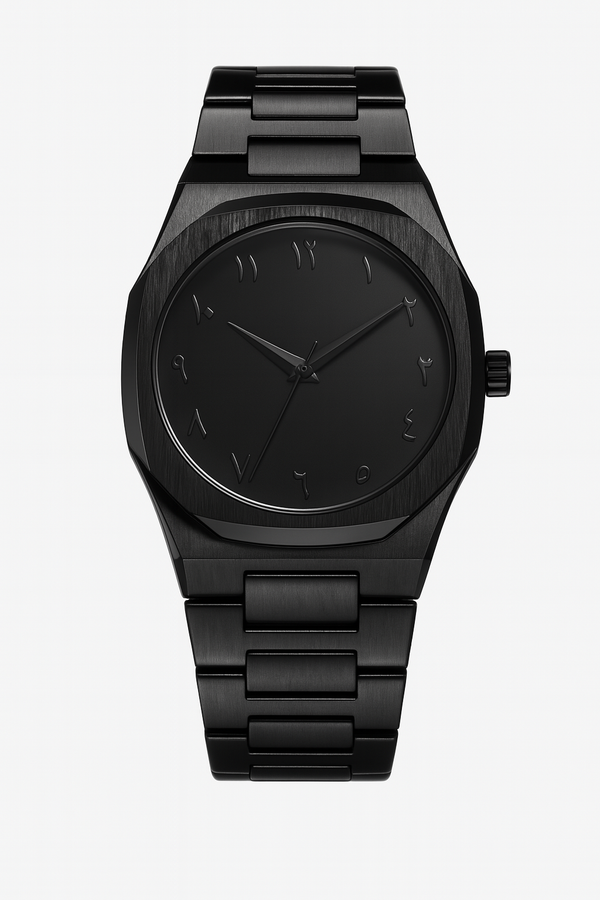 Black Arabic Stainless Steel Aura Watch